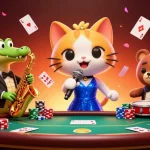 Gioca con le migliori app poker mentre un gatto jazz canta al microfono circondato da personaggi animati.