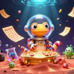 Experience the thrill of red888 casino adventures with a Martian gecko and excitement from vibrant lottery elements.