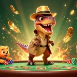 Experience thrilling Blackjack with 123B at a casino table featuring fantastical characters.