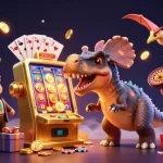 BTY6137 features a pachycephalosaurus winning jackpot coins beside a panicked ankylosaur manager.