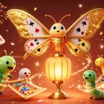 Engage with the vibrant casino scene showcasing ee88 đăng nhập with a majestic atlas moth and golden elements.