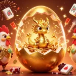 Menangkan toto dengan ilustrasi kasino yang cerah dan penuh detail, menampilkan naga emas dan chip poker.