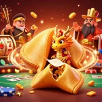 Experience thrilling slots with our exciting slot gacor scene featuring golden fortune cookies and vibrant characters.