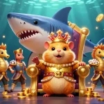 Winbox gets elevated by a golden hamster king and seahorse royal guards in an epic slot machine scene.